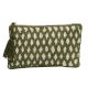 Green Beaded Cotton Clutch Hand Bag For Women 